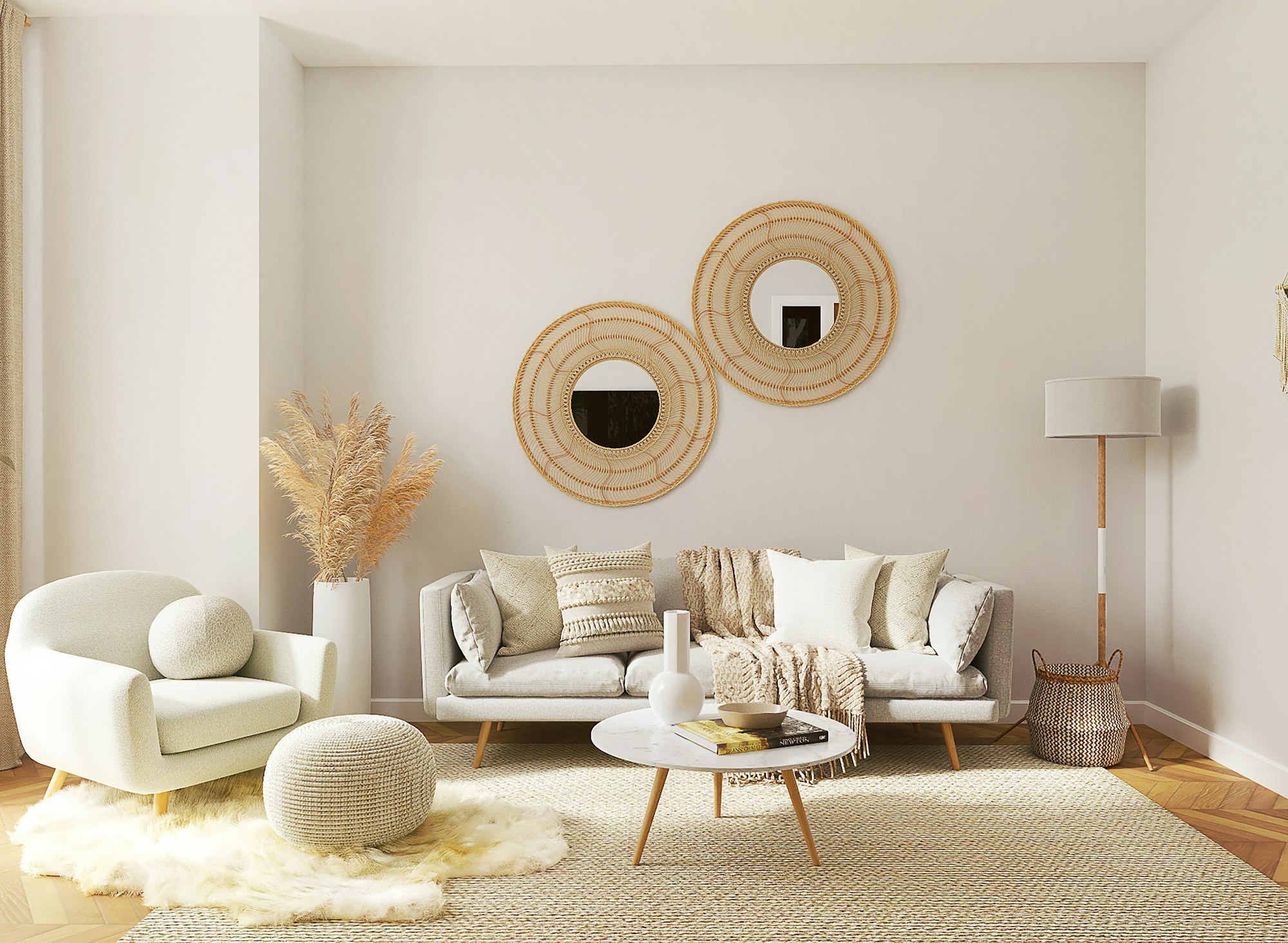 A living room furnished in teak